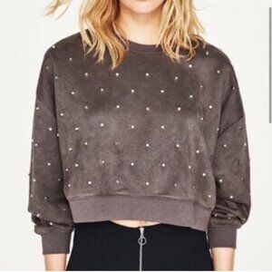 ZARA Studded Cropped Sweatshirt